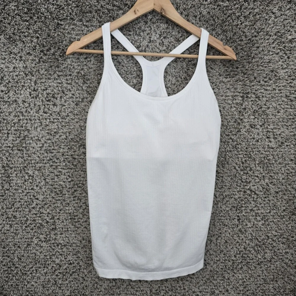 Lululemon Top Womens 12 White Ebb To Street Tank II Stretch Yoga Racerback - Picture 1 of 8
